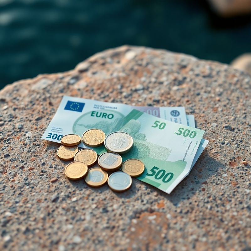 Euro kovanice i novčanice na kamenoj površini